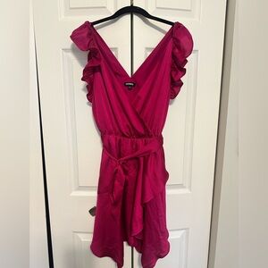 Express Fuchsia Ruffle Wrap Dress